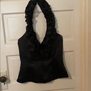 White House Black Market Ruffled Tuxedo Halter Top